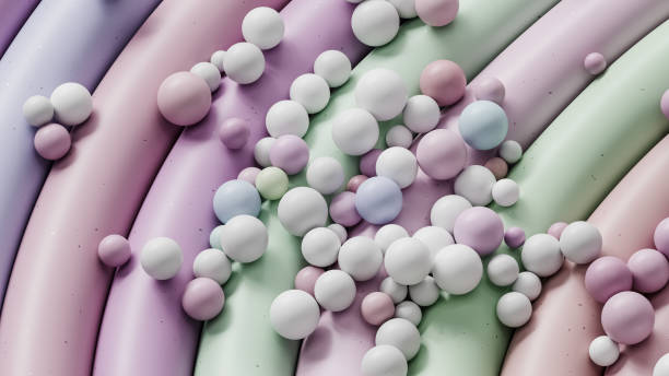 istock Colorful abstract spiral background with sphere or round shapes, 3d render 1902265429