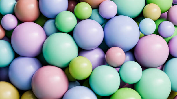 istock Colorful abstract background with sphere or round shapes, 3d render 1902265450