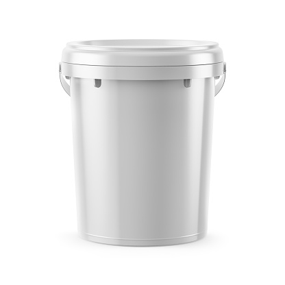 Plastic Bucket Mockup Isolated on White Background 3D Rendering