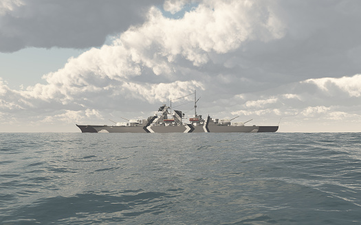 Computer generated 3D illustration with a German battleship of World War II