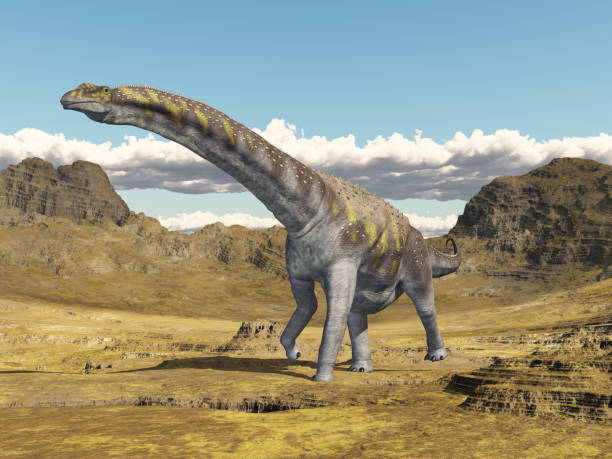 istock Dinosaur Argentinosaurus in a mountain landscape 1902318613