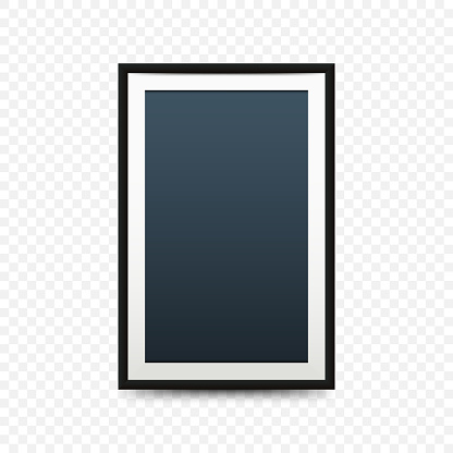 Realistic dark frame with shadow on a transparent background, for your presentations.