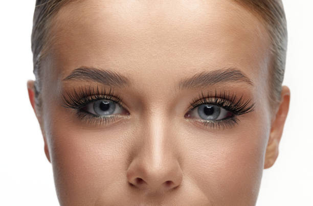 istock Female Eye with Extreme Long False Eyelashes. Eyelash Extensions. Makeup, Cosmetics, Beauty. Close up, Macro 1902346920
