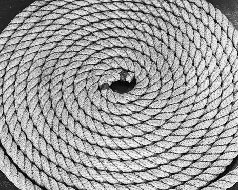 Rope on USS Constitution (B&W)