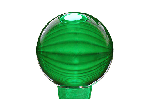 Green glass sphere isolated on white background. 3d render illustration.