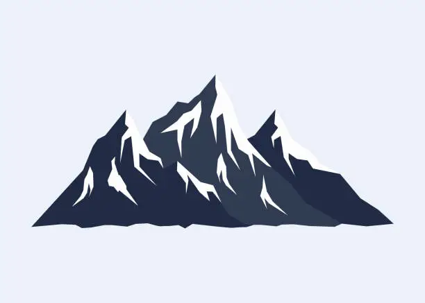 Vector illustration of Three layer Snow Mountain in dark blue color landscape