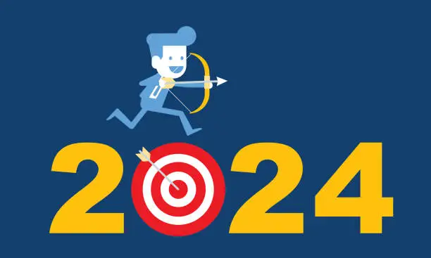 Vector illustration of 2024, Hitting the target