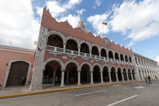Merida, Mexico - December 27, 2022: view of  Municipal Palace in Merida