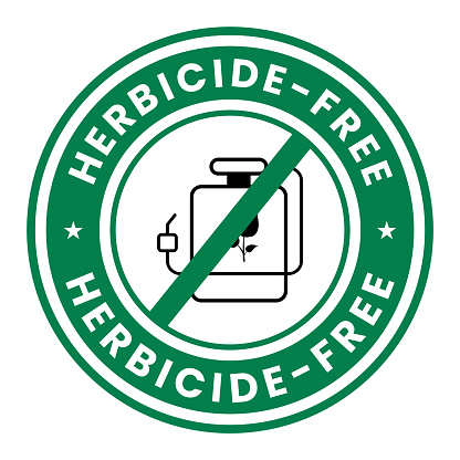 Herbicide Free Sign, Badge, Label, Symbol, Stock Vector Illustration. Isolated on White Background.