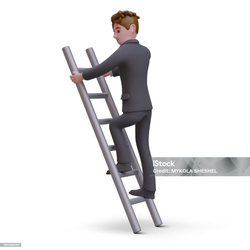 Ladder Work Stock Image Office Worker Climbing Up Ladder Rear View Business Development Stock ...