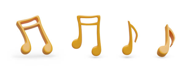 istock Golden musical notes in different positions. Set of musical signs on white background 1902555615