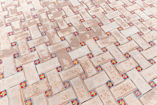 Decorated tiles in the Plaza de Espana, Seville, Spain