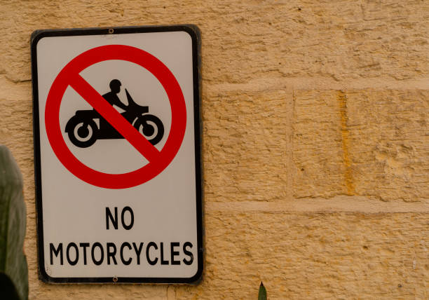 istock Prohibition sign. Motorcyclists are not allowed to ride. 1902613981