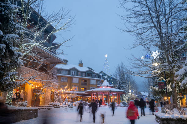 istock Illuminated evening resort view, Christmas time 1902690629