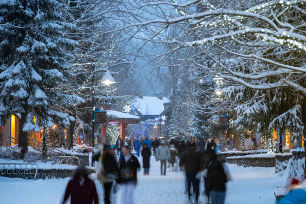 istock Illuminated evening resort view, Christmas time 1902692165
