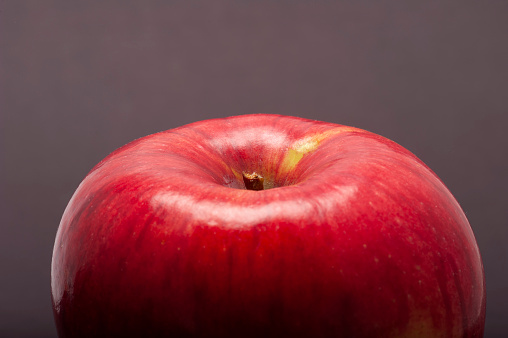 An apple on a gray background