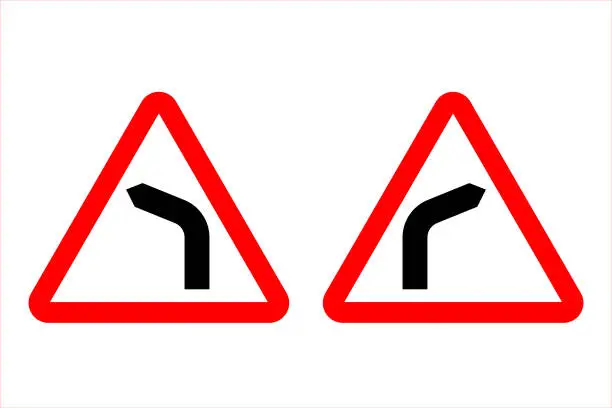 Vector illustration of Warning of dangerous turn.