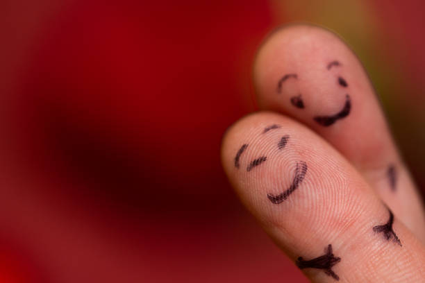 love concept with fingers couple with copy space, love hug