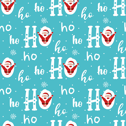 Ho-ho-ho-ho-seamless pattern. Funny Christmas background for gift wrapping.