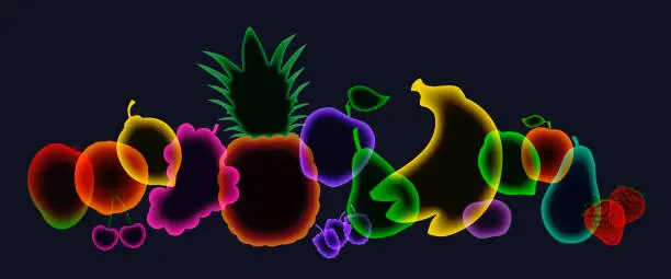 Vector illustration of X-Ray Styled Fruit