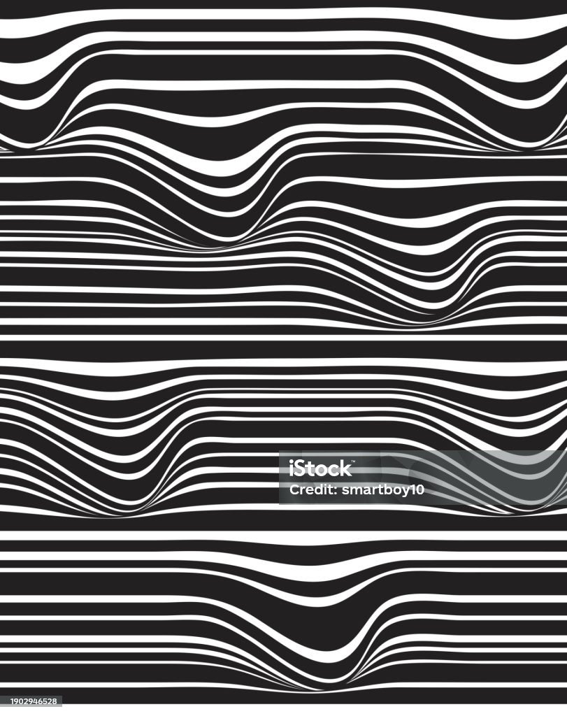Desordered Pattern Distorted Stripes Black And White Stock Illustration - Download Image ...