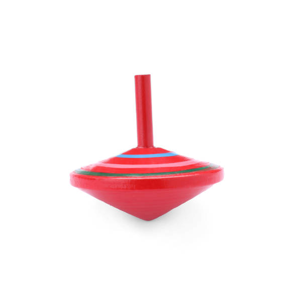 istock One bright spinning top isolated on white. Toy whirligig 1902989629