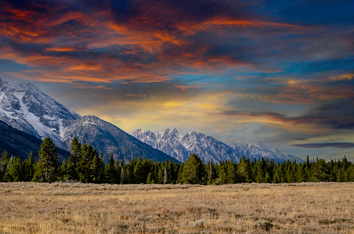 Majestic Peaks of the Teton Range of Grand Teton National Park in the U.S. state of Wyoming