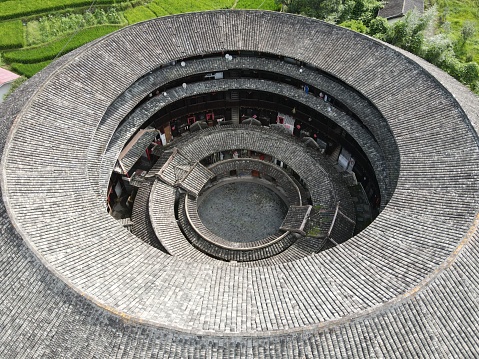 Fujian Tulou is a property of 46 buildings constructed between the 15th and 20th centuries over 120 km in south-west of Fujian province, inland from the Taiwan Strait. Set amongst rice, tea and tobacco fields the Tulou are earthen houses.