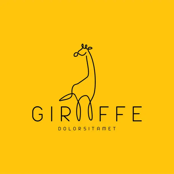 Vector illustration of Illustration giraffe animal with line art sign abstract modern inspiration