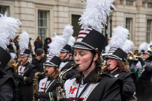 London, United Kingdom - January 01, 2024: Marching Band for London New Year's Day Parade 2024