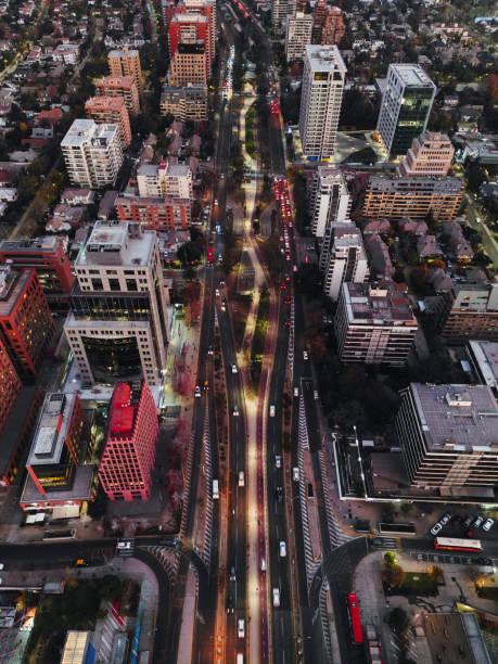Dusk on Americo Vespucio avenue, Santiago, Chile