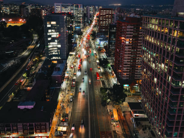 istock Night on an avenue in Santiago, Chile 1903217465