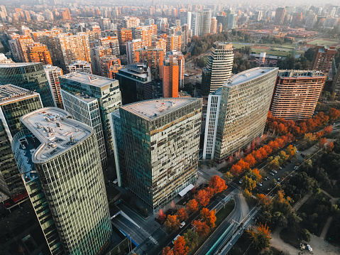 Autumn in the financial district of Santiago, Chile