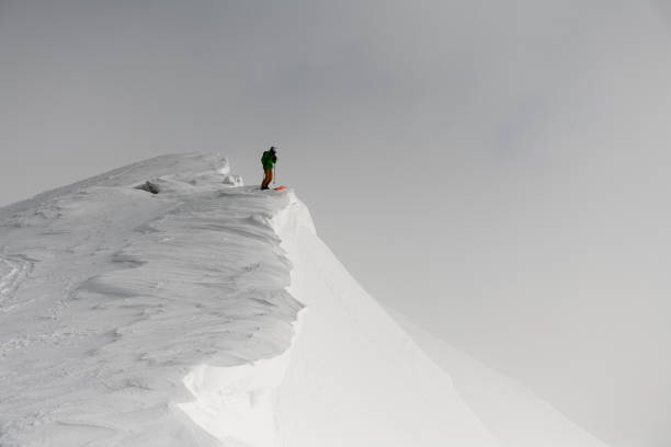 istock Great view on skier in bright jacket with on splitboard on mountain at winter day 1903264614