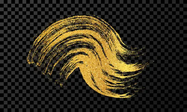 Vector illustration of Gold wavy grunge brush strokes