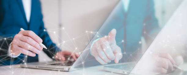 istock Digital technology internet network connection digital marketing IoT internet of things concept. multi exposure businessman using modern computer surfing internet online technology 1903287299