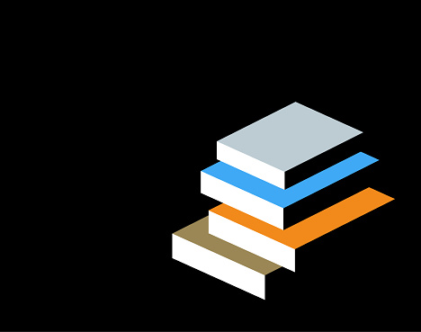 Vector illustration of a collection of books with a minimalist style design and copy space and vibrant colors.