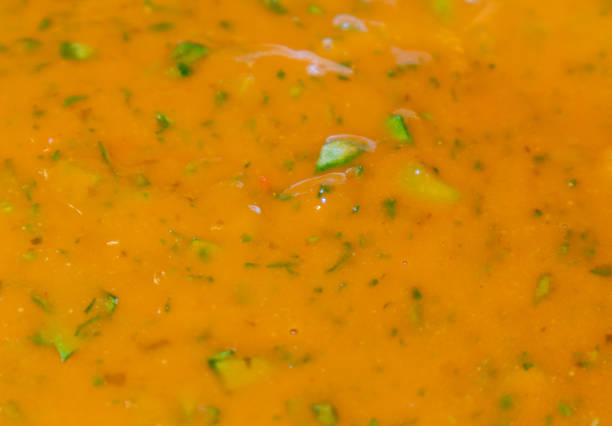 istock Tomato coconut spinach soup close-up 1903327602