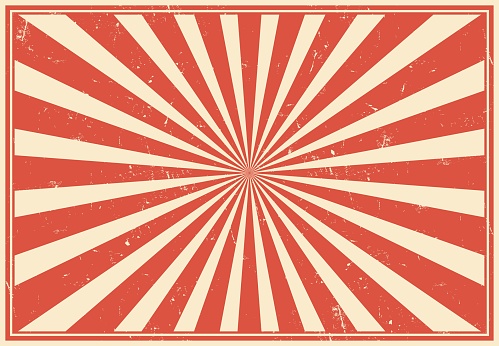 Circus carnival vintage sunlight rays or sunbeam burst retro background, vector layout. Funfair carnival or circus poster with sunbeam burst and sunlight rays or pinwheel stripes pattern background
