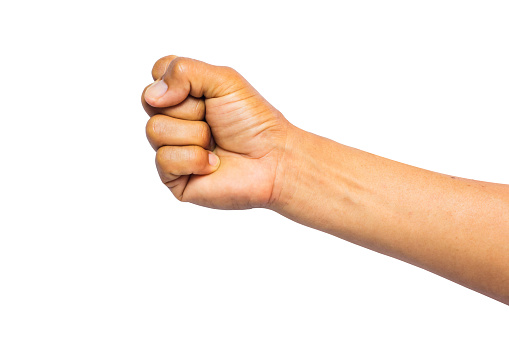hand fist isolated on white background, clipping path