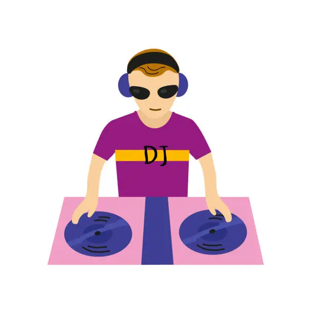 Vector illustration of DJ icon clipart avatar logotype isolated vector illustration