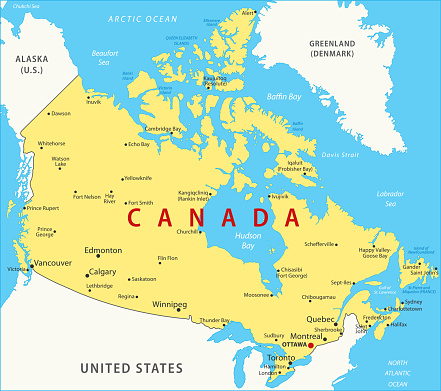 Canada Map. Vector Colored Map of Canada