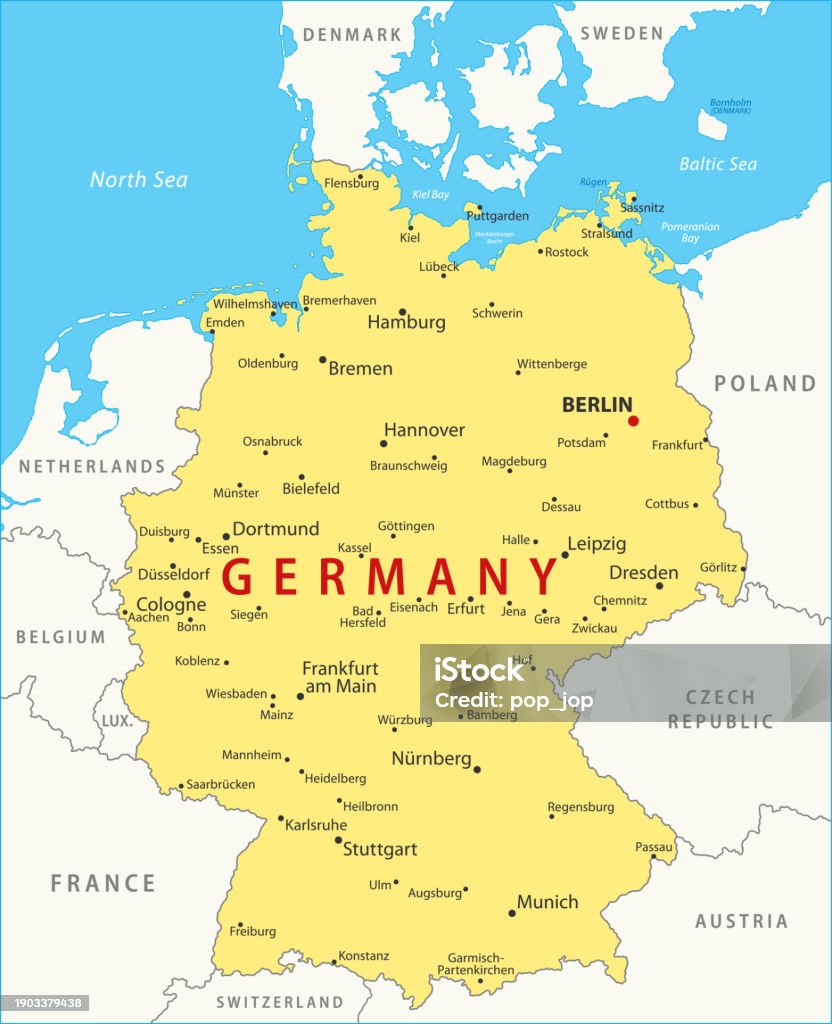 Map Germanyone Color Germany Map Vector Colored Map Of Germany Stock Illustration - Download ...