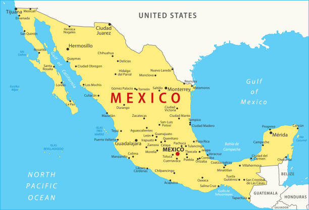 Mexico Mapbasic 590+ Map Of Mexico States And Capitals Stock Photos, Pictures & Royalty ...