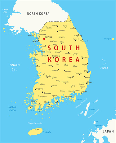 South Korea Map. Vector colored map of South Korea