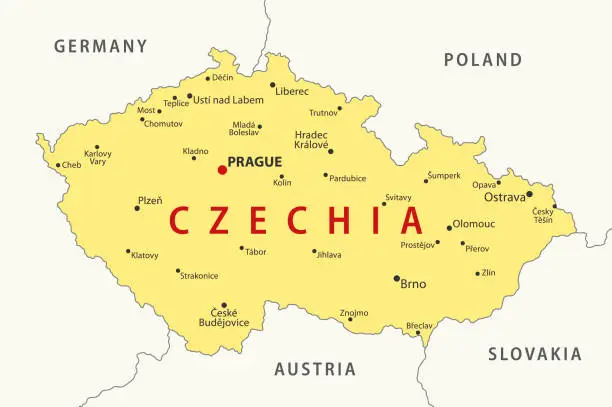 Vector illustration of Czech Republic Map. Vector colored map of Czechia