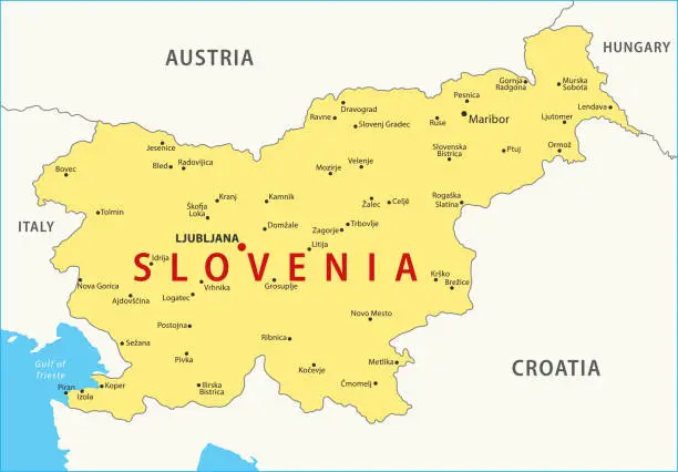 Vector illustration of Slovenia Map. Vector colored map of Slovenia