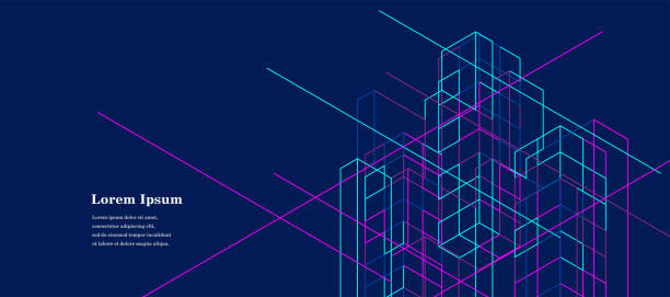 abstract architectural lines, geometric buildings background, technological construction, neon light, architecture concept abstract architectural lines, geometric buildings texture background, technological construction, neon light, architecture concept modern architecture city stock illustrations