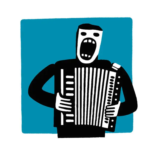 Vector illustration of funny accordionist