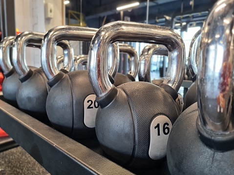 Workout with kettlebells concept